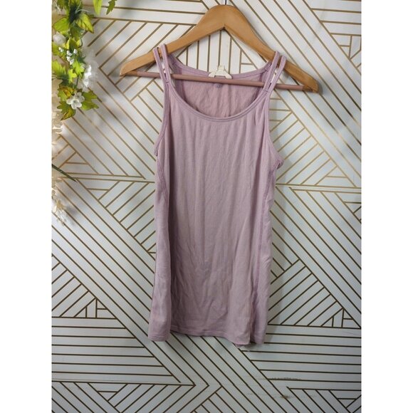 ATHLETA Women's Pink Ribbed Tank Top Sleeveless Cotton Size Medium - Picture 3 of 7